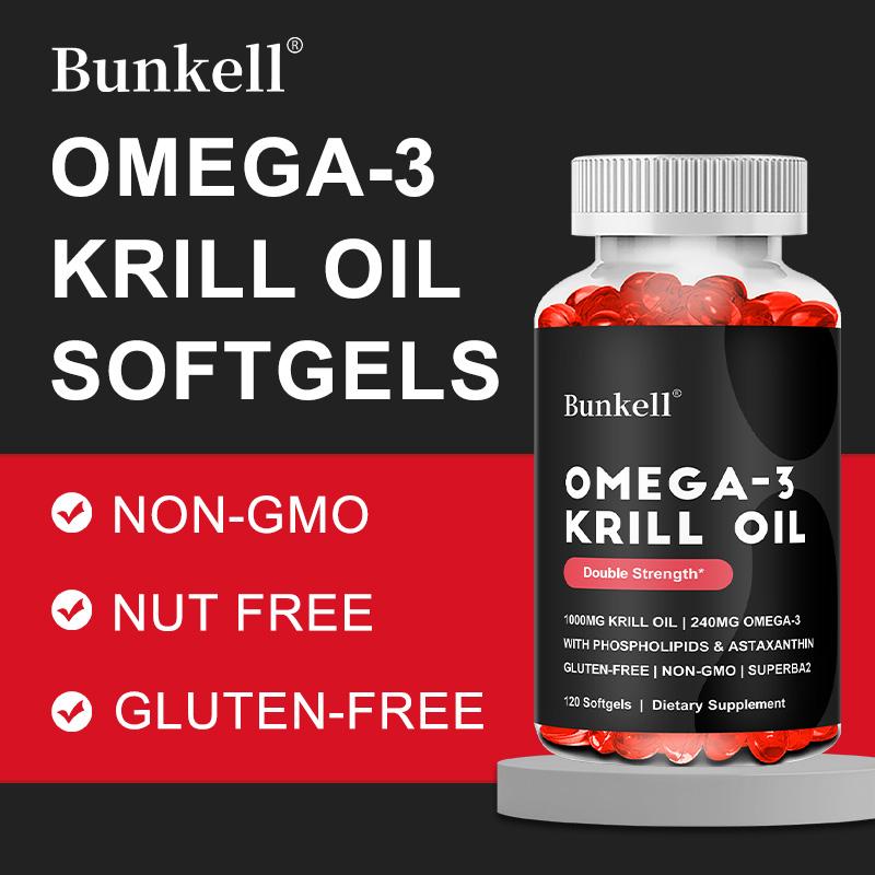 Omega-3 Krillöl Doppelstärke Nahrungsergänzungsmittel, 120 Weichkapseln pro Flasche