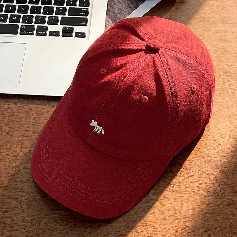 Hat Female Cap Cute Fox Versatile Face Small Embroidery Baseball Cap Hat To Deepen Autumn and Winter