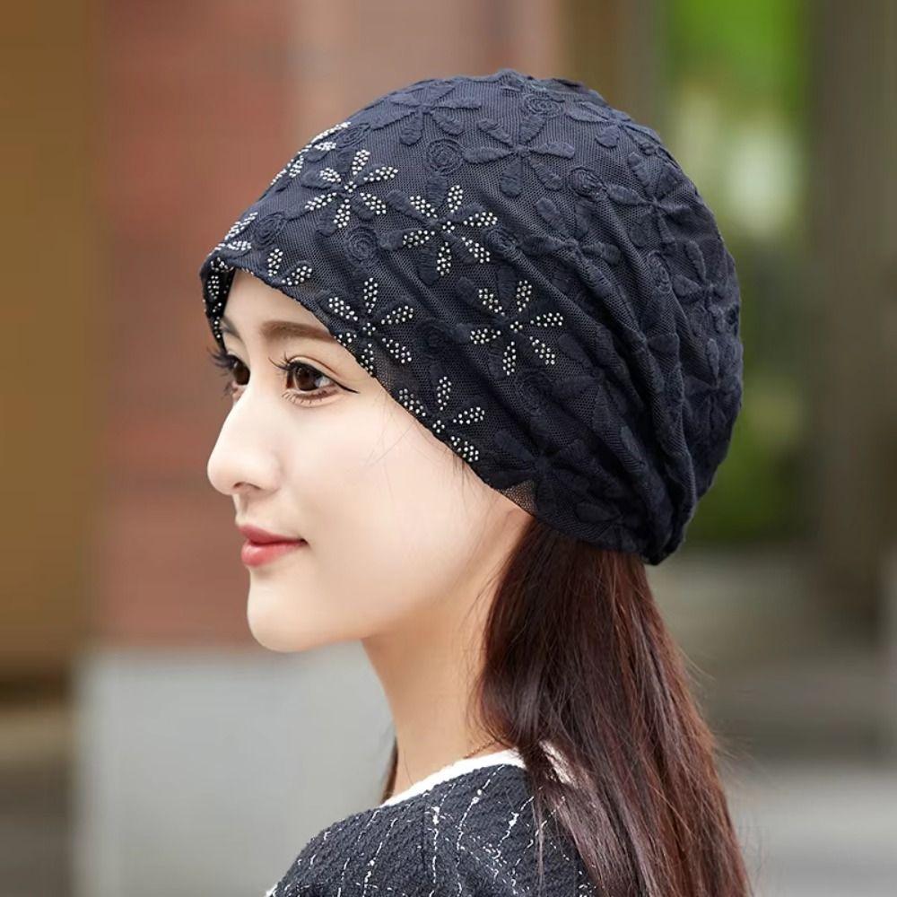 Thin Cotton Summer Beanies Cap Hollow Out Crochet Slouchy Hat Fashion Elastic Chemo Cap