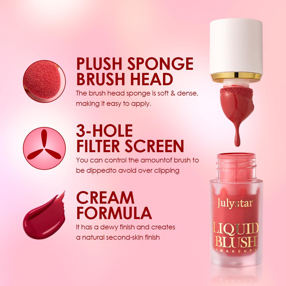 Lip and Cheeks Rouge Blush Liquid Portable Facial Nude Sexy Matte Big Head Brush Contouring Liquid Blush Pink Lipstick Face Makeup