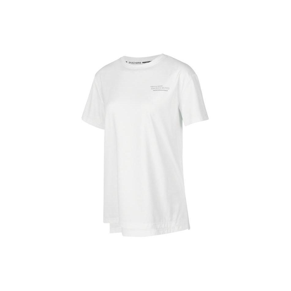 Skechers Letter Round Neck Comfortable Sports Quick Dry Short Sleeve T-Shirt Women Tops Bright-White P224W011-0019 M