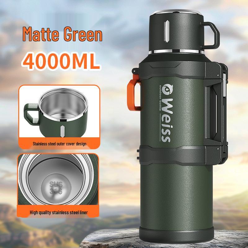 Food-Grade Thermos Flask with Tea and Water Separator - Large Capacity, Portable for Outdoor Use