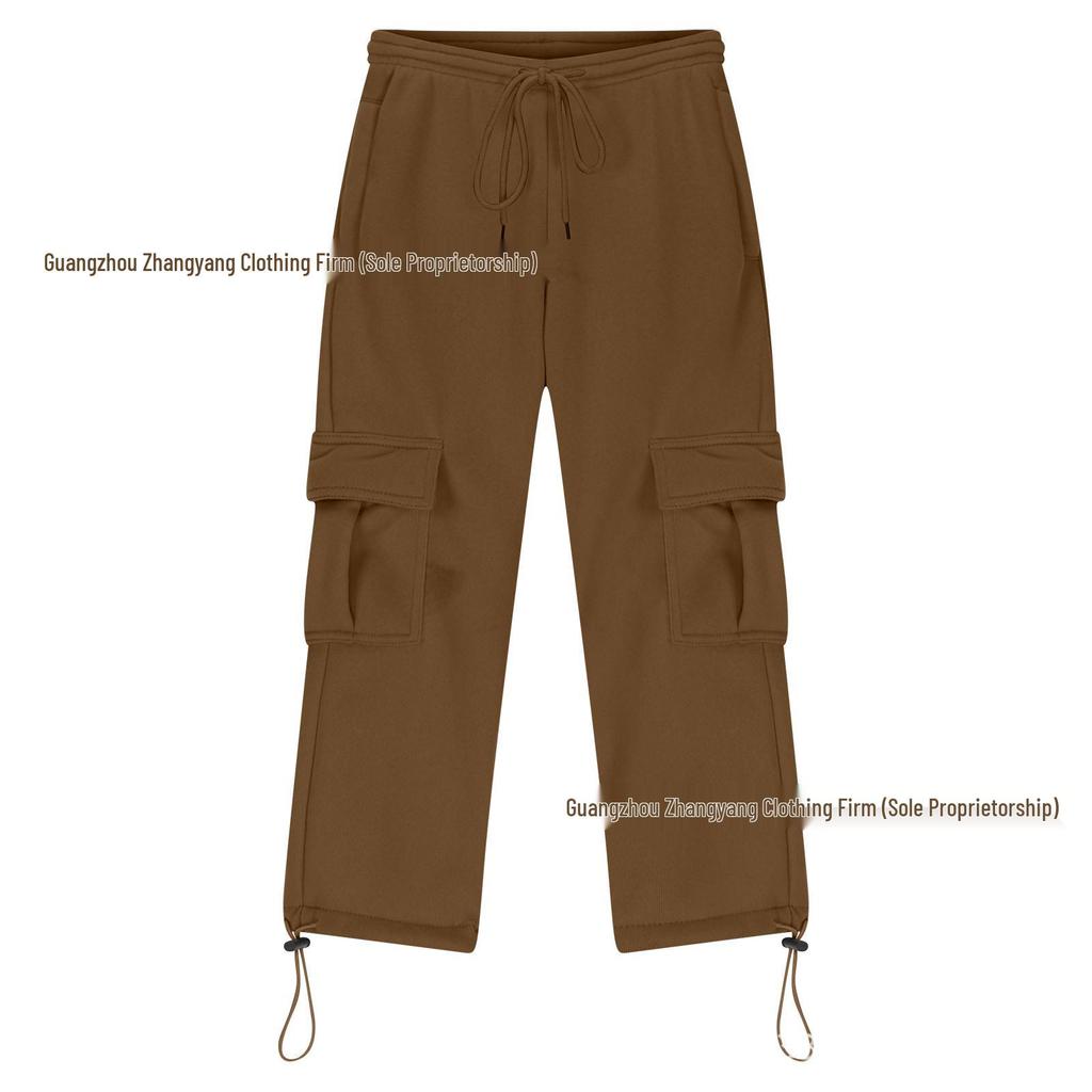 2024 Boys' European & American Multi-Pocket Drawstring Cargo Sweatpants for Middle & Big Kids