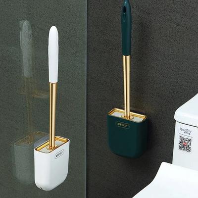 Perie de toaletă de lux montată pe perete Perie de curățare a toaletei din silicon cu set de suport Perie de spălat toaletă pentru WC Accesorii de baie