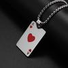 Fashion Stainless Steel Playing Card Pendant Necklace European American Simple Style Unisex Daily Jewelry