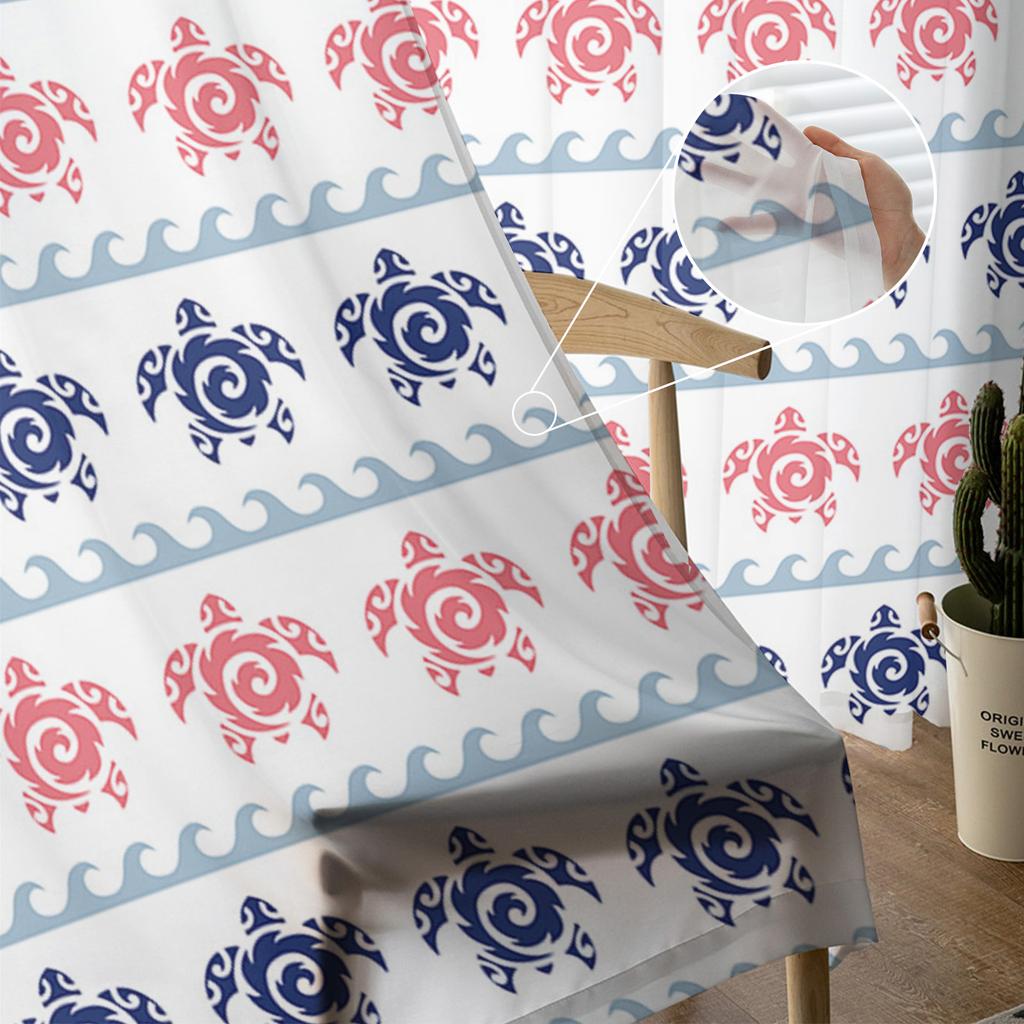 Turtle Totem Texture In Summer Voile Sheer Curtains Living Room Window Chiffon Tulle Curtain Kitchen Bedroom Drapes Home Decor