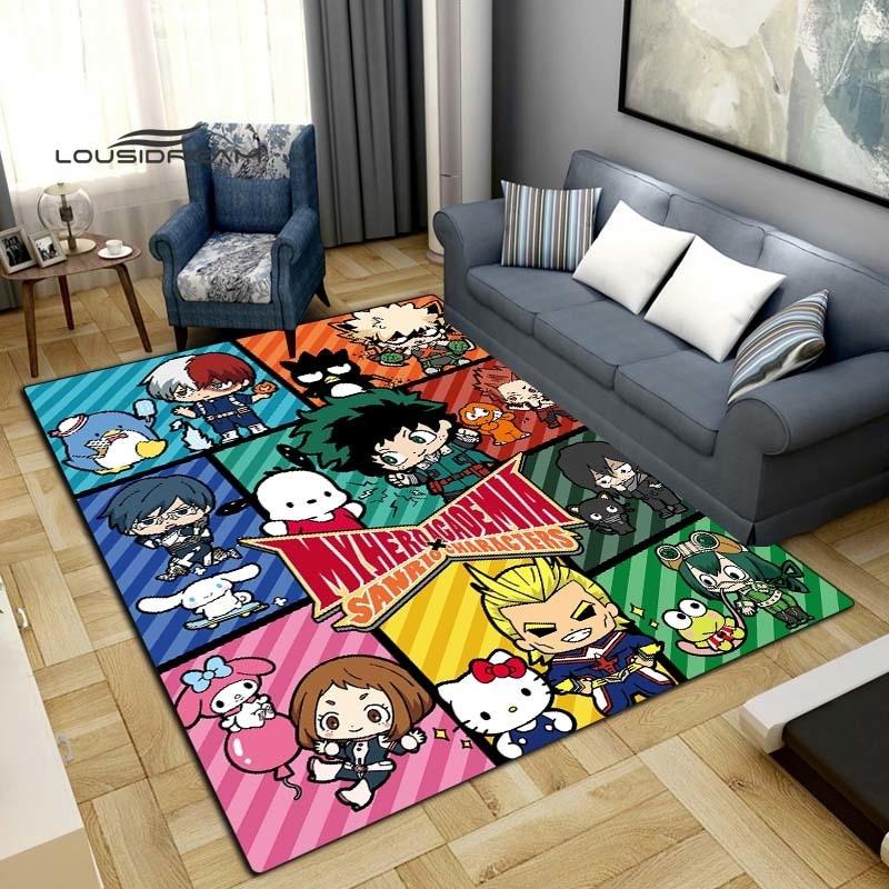 Meu herói academia tapetes moda 3d impressão anime sala de estar quarto grande área tapete macio casa quarto das crianças bonito tapete