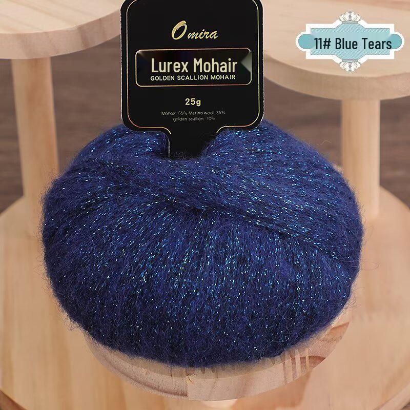 Gold Lurex Mohair Silk Yarn 25g for Knitting Scarves, Gloves, Hats, and Shawls