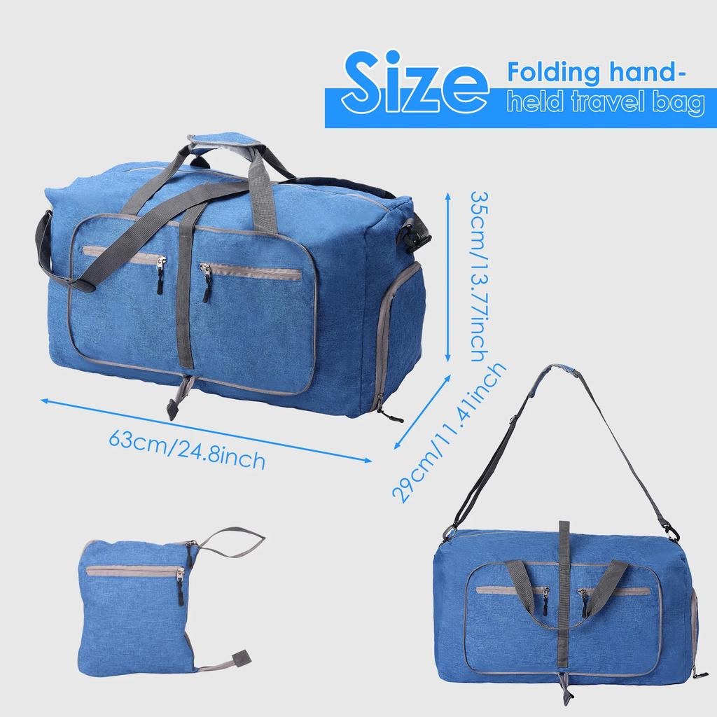 65L Foldable Travel Bag Nylon Waterproof Large Capacity Luggage Duffel Bag For Men Women Outdoor,Camping,Fishing,Gym Fitness Bag