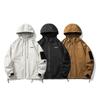 Mens Hooded Jacket Loose Fit Outdoor Casual Workwear Style Dual-Sided Long Sleeve Solid Color