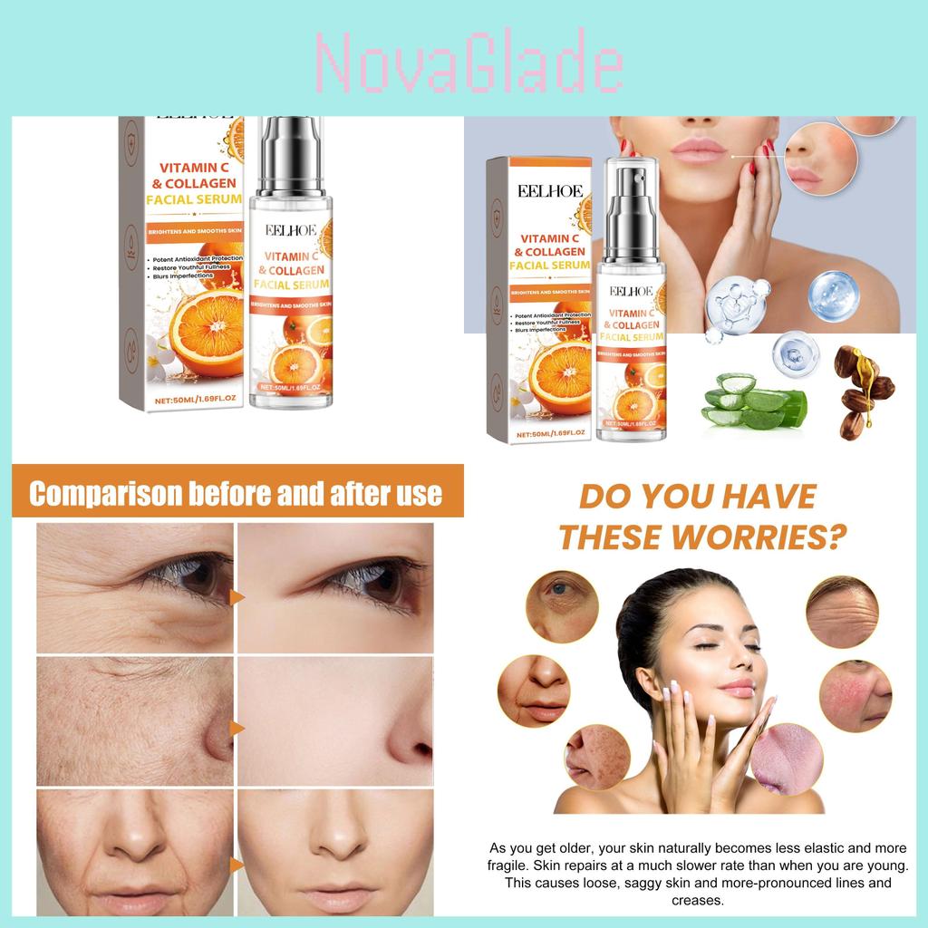 Eelhoe Vitamin C Collagen Facial Serum For Hydration And Moisture 50ml Nourishing Formula