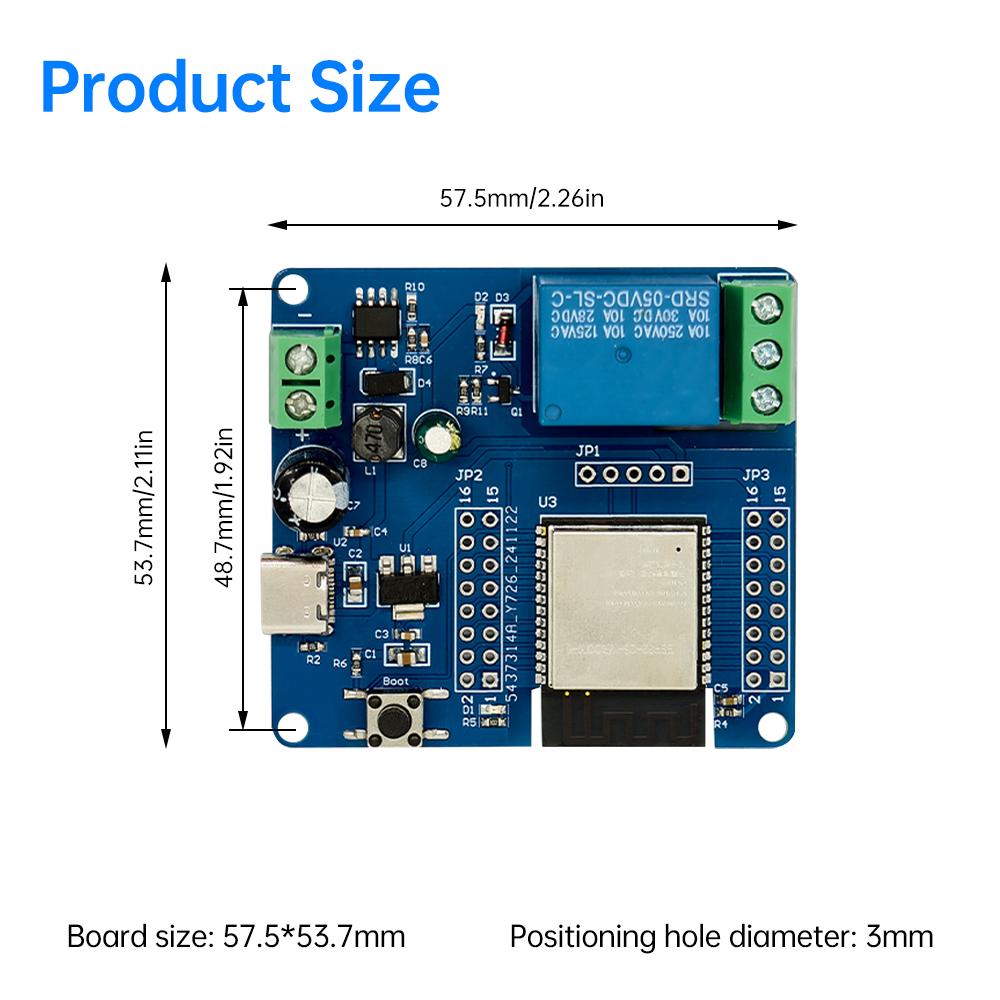 DC 5-60V Single Relay Module onboard ESP32-C6 WIFI Bluetooth5.3 Development Board Module Type-C Interface Supports SPI/UART /I2C