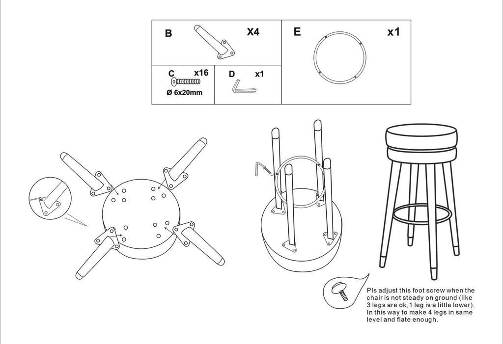 Bar Stool Paris Blue Silver Cm Ø 35X74