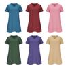 Summer Cotton Linen Dress for Women Casual Short Sleeve V Neck Mini T-Shirt Dress Loose A-line Short Sundress