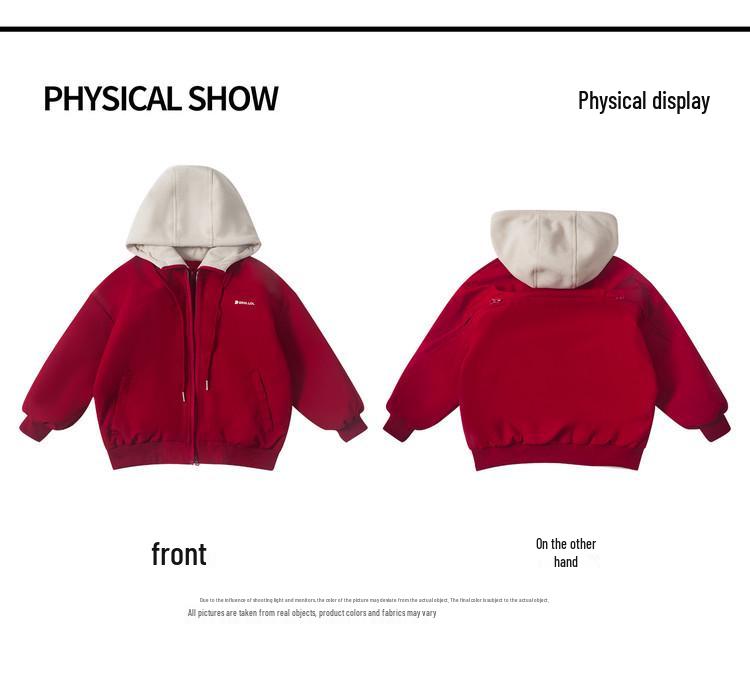 Boys' Korean Style Patchwork Hoodie Jacket - Autumn 2025