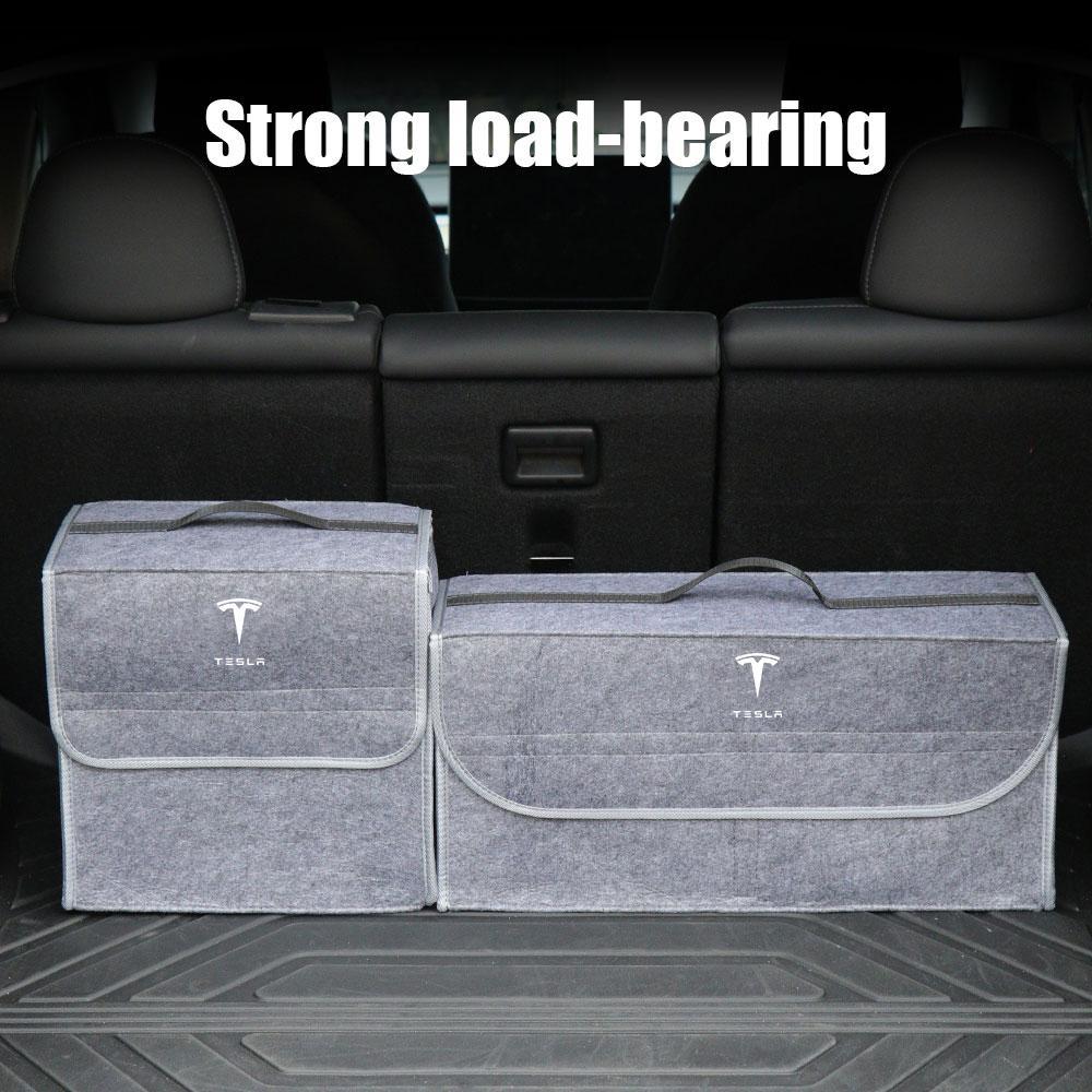 1Pcs Car Soft Felt Storage Bag Organizer Cars Foldable Trunk Car Accessories For Tesla Model 3 Model S Model X Model Y Roadster Bonina Coil