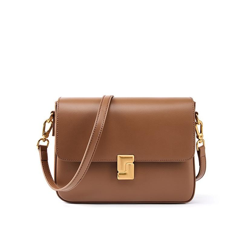 Leather bag women's bag new spring and summer messenger bag women's commuting shoulder tofu bag small square bag cowhide bag