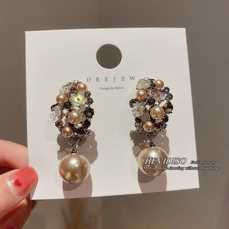 Pendientes De Mujer Con Borlas De Perlas De Aguja S925 De De Pendientes De Mujer Con Borlas De Perlas De Aguja S925 De De