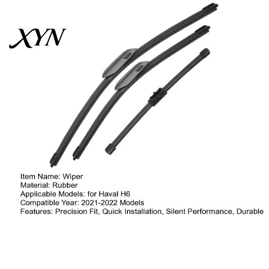 Custom Fit Wipers 10/19/24 Inch Wiper Blades Set for Haval H6 2021-2022, 2Pcs Front Easy Installation & 1Pc Rear Wiper, Beamless Quiet Direct