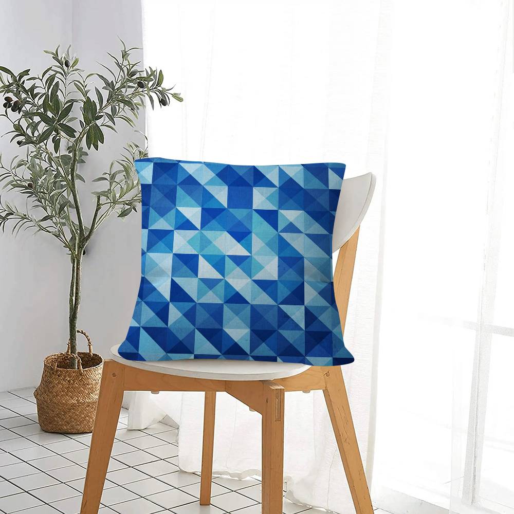 Beauty Blue Geometric Cushion Cover Inches Farmhouse Decor Home Throw Pillow Covers For Couch Decorations
