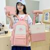 Four-Piece Backpack Set Color Block Student Schoolbag Large Capacity Women's Computer Travel Backpack