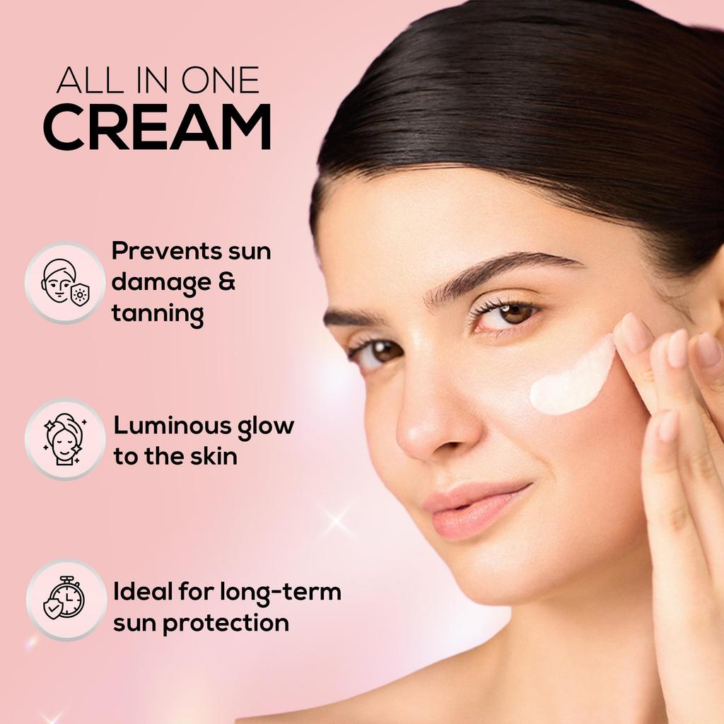 RENEE Lumi Glow Highlighting Sunscreen with SPF 50 | In-Vivo Tested | With Niacinamide & Hyaluronic Acid | Lightweight & Non-Sticky | No White Ca