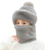 Women Winter Hat with Integrated Scarf Cold-proof Front Cover Thick Plush Warm Full Protection Outdoor Cycling Travel Cold Weather Cap