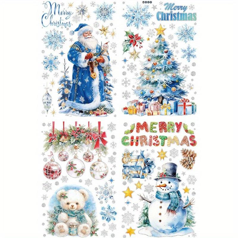 

Gold Powder Ice and Snow Santa Claus Glass Stickers Shop Window Decoration Atmosphere Electrostatic Stickers, Christmas Decor