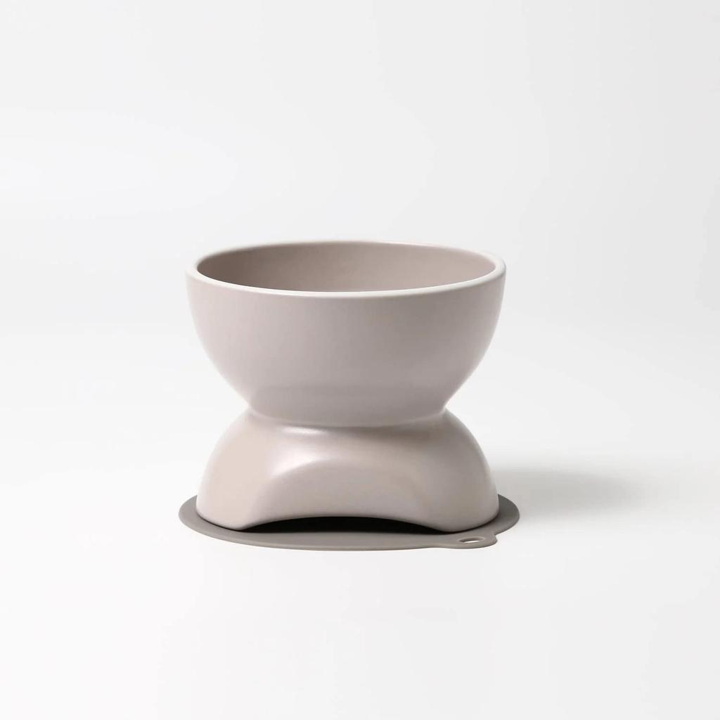 INK by HARIO TRD. Ceramic Pet Bowl, Tall, Greige, Adjustable Height, for Small and Medium Dogs, Includes Water and Food Bowl