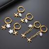 My Shape Star Starfish Drop Earrings Stainless Steel Simulated Pearl Hoop Earring for Women Girls Birthday Party Jewelry Gifts