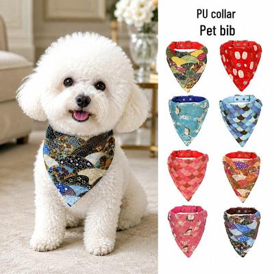 Adjustable High-End Pet Collar Scarf - Chinese-Style Decorative Triangle for Cats & Dogs