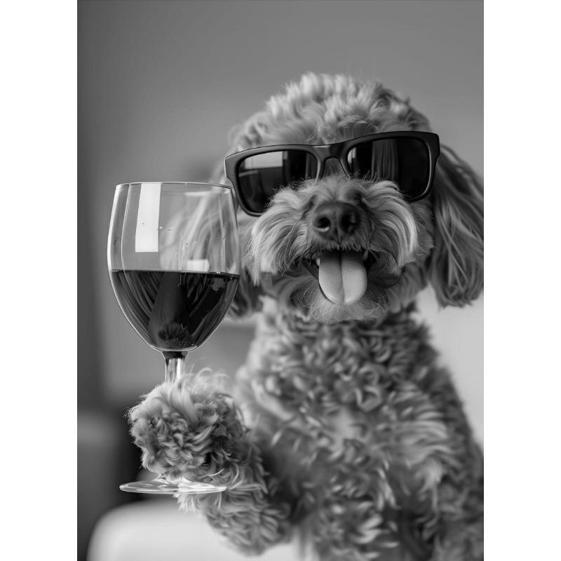 Funny Animal Collies Drinking Champagne Minimalist Animal Portraits Poster Canvas Paintings Wall Art Pictures Home Decor