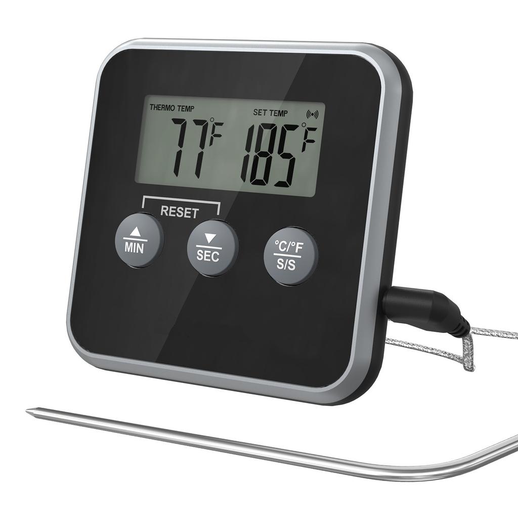 Termômetro Digital de Cozinha para Cozinhar Carne Alimentos Temperatura Para Forno Churrasqueira Grelha Função Timer com Sonda Medidor de Calor para Cozinhar