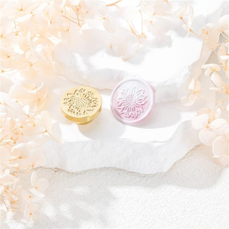 QX2E Flower Pattern Wax Stamp Head Replacement for Wedding Invitation Gift Card, Valentine Card Festival Gift Card Decoration