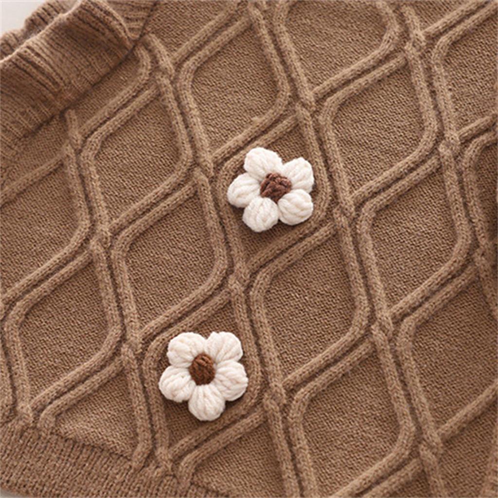 2024 3Pcs Spring Baby Girls Clothing Sets Children Knitted Vest Lace Shirt Pants  Suit Infant Floral Princess Clothes Kids Outfits