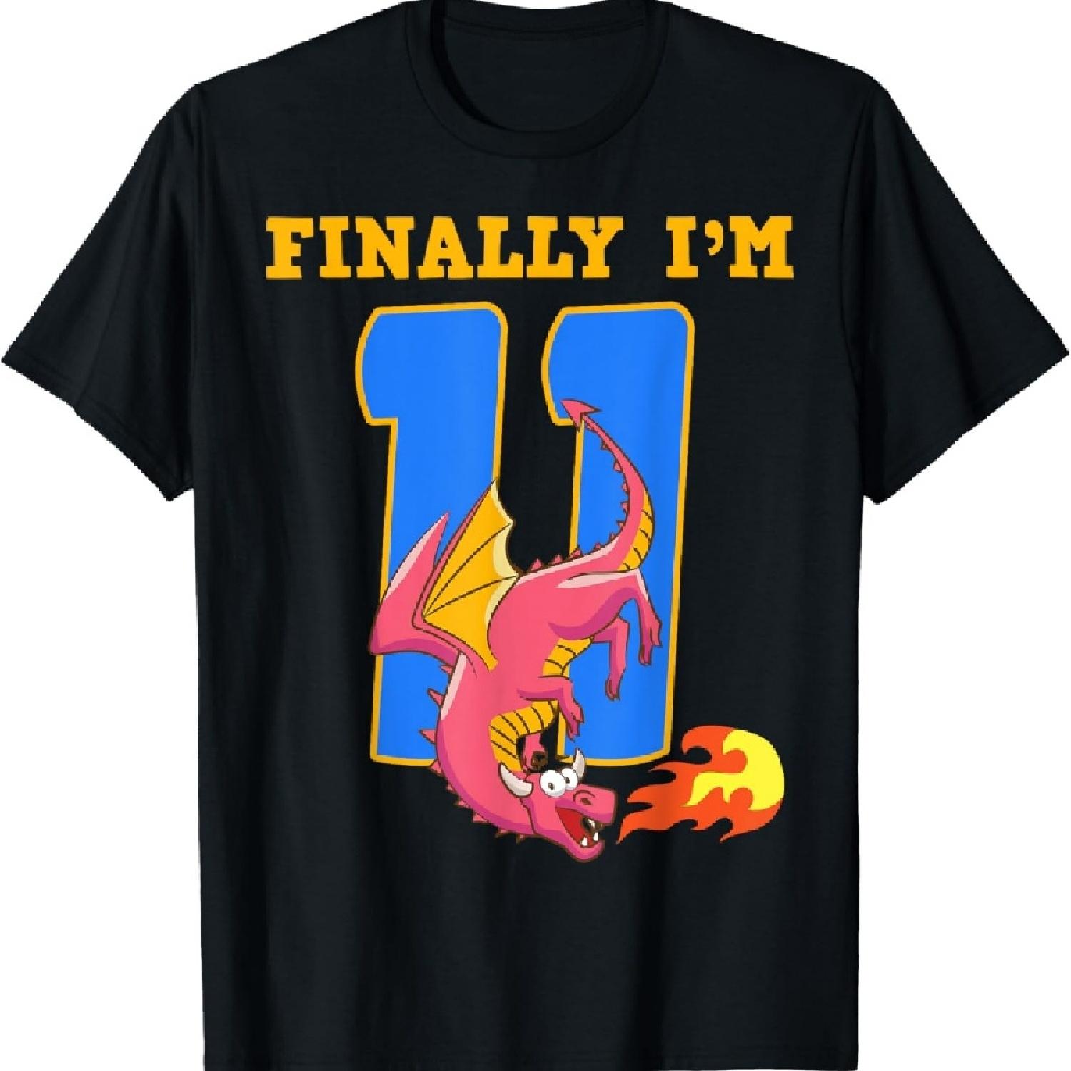 

Dragon 11th Birthday Magical Party Mythical Creature Fantasy T-Shirt XXXXXL чёрный