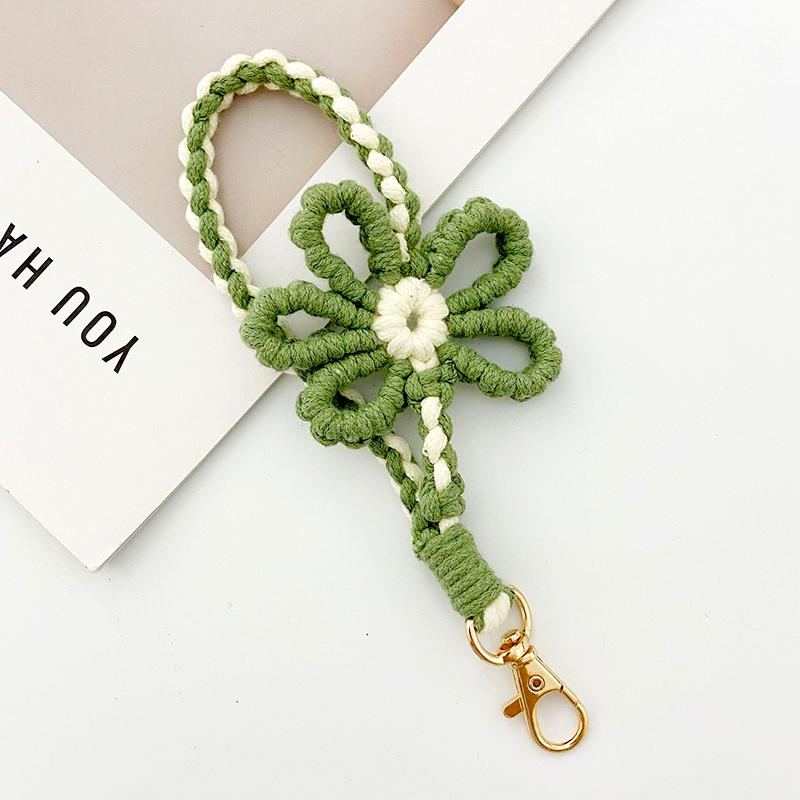 1PC Knitted Wristlet Bohemian Style Handwoven Lanyard Gift Accessories Key Ring Purse Bracelet Phone Charm Bag Pendant