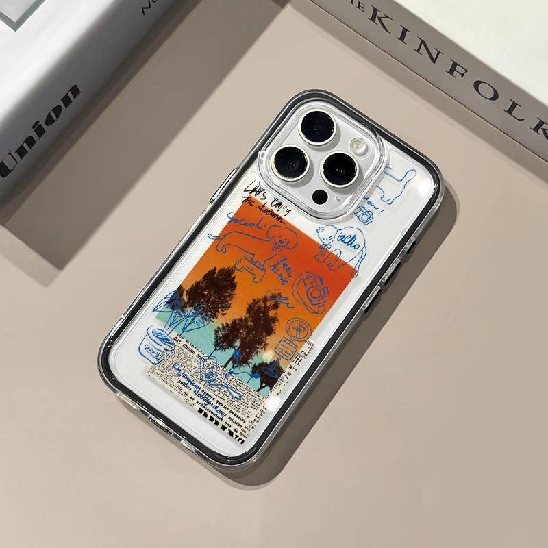INS Sunset Graffiti Soft Silicone Clear Phone Case For iPhone 17 Pro Max Case 15 16 14 13 12 11 Pro 17 Air X XS XR 16 Plus Cover