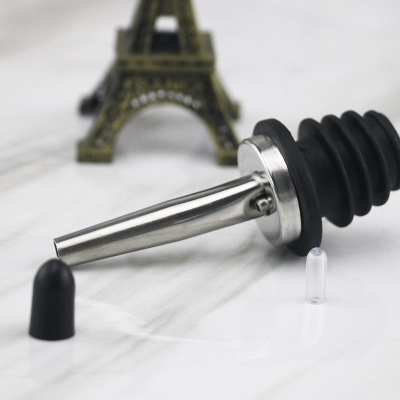 Stainless Steel Wine Pourer with Black Cap Barware