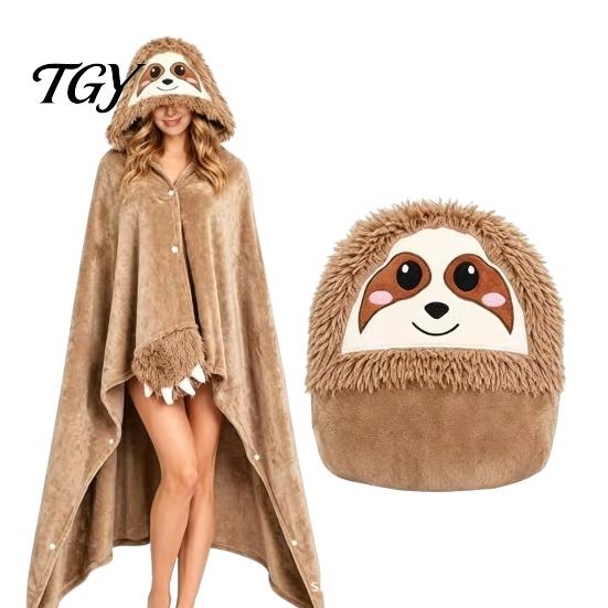 Cozy Sleep Wear Animal Wearable Blanket Hoodie, Adults Oversized Fleece Sweatshirt Comfortable Cape Sleepwear, Halloween Cosplay Costume Plush Hooded