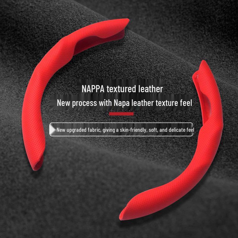Tesla Model 3/Y Ultra-thin Non-slip Sweat-absorbing Steering Wheel Cover with Card Holder for All Seasons