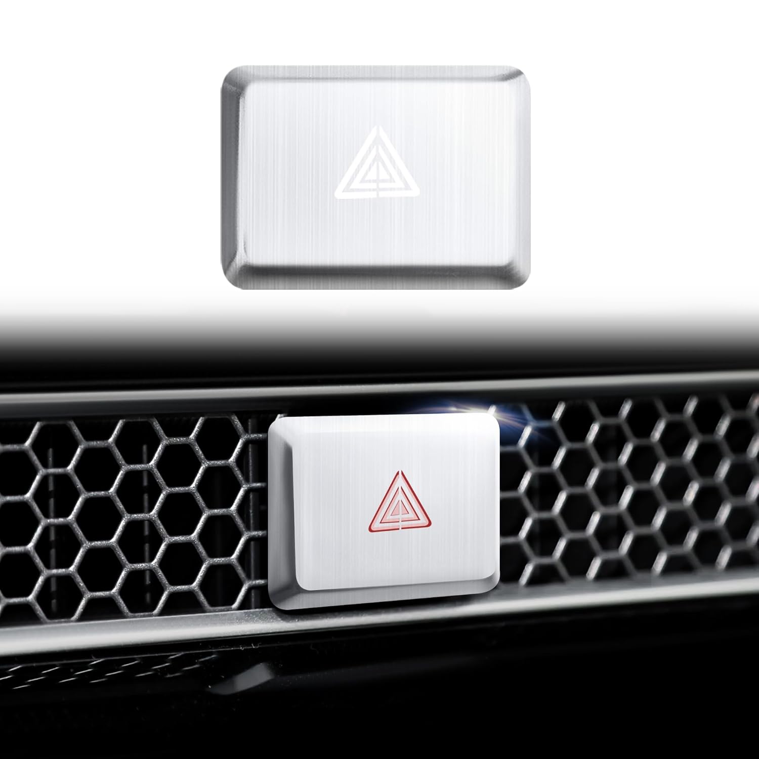 для Honda Civic -2025, для Accord/HRV/CRV -2025, для Acura Integra 2024 - Накладка на кнопку включения аварийной сигнализации, Декоративная накладка на кнопку аварийной сигнализации серебряный