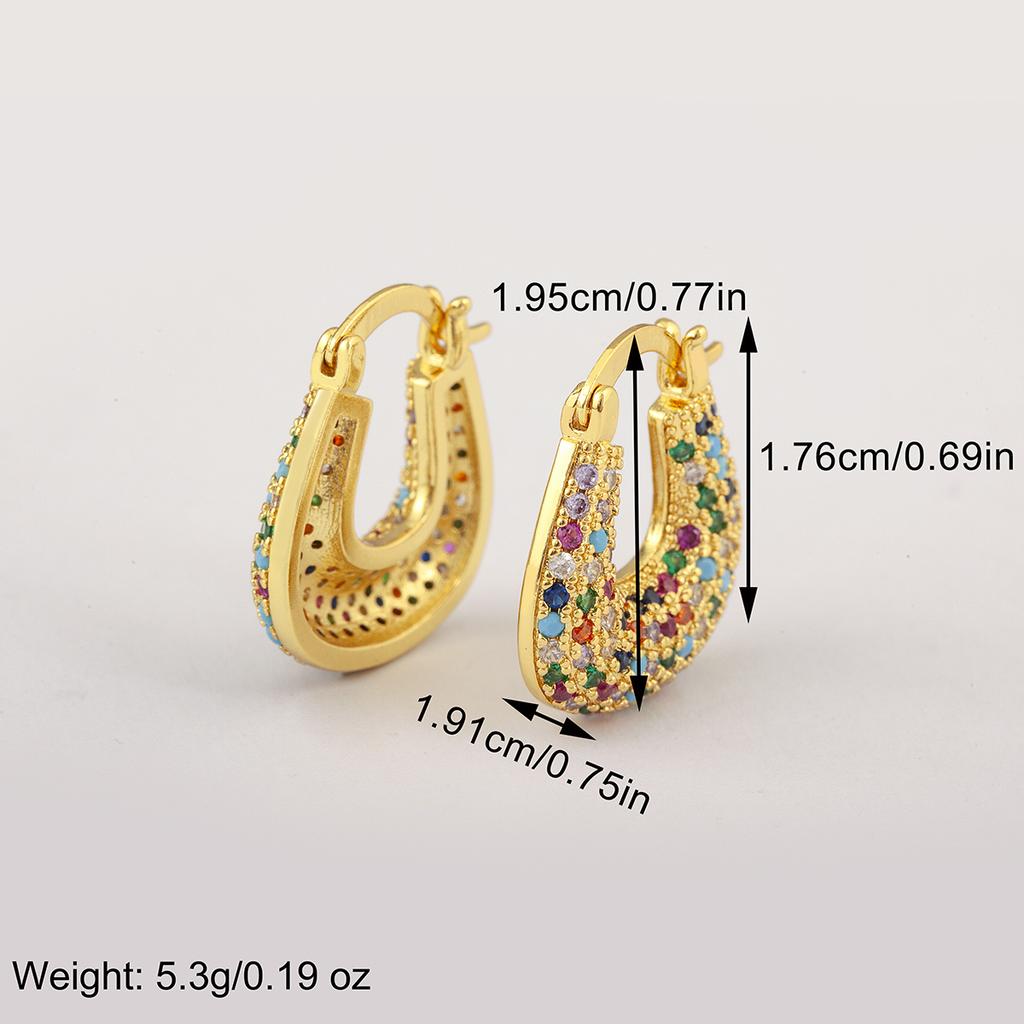 Nidin High Quality U Shape Copper Inlaid White/Colorful Zircon Hoop Earrings For Women Female Wedding Party Ear Jewelry Gifts
