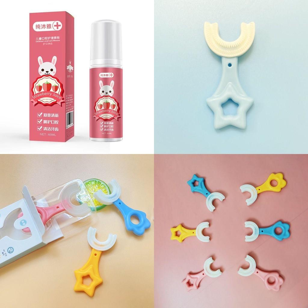 U-shaped Toothbrush For 2-12 Year Old Kids With Soft Silicone Bristles**