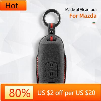 Interior Mouldings Alcantara Car Key Smart Remote Case Cover Shell For Mazda 2 3 6 Cx3 Cx5 Cx7 Cx9 Mx5 2 Buttons Keychain Access