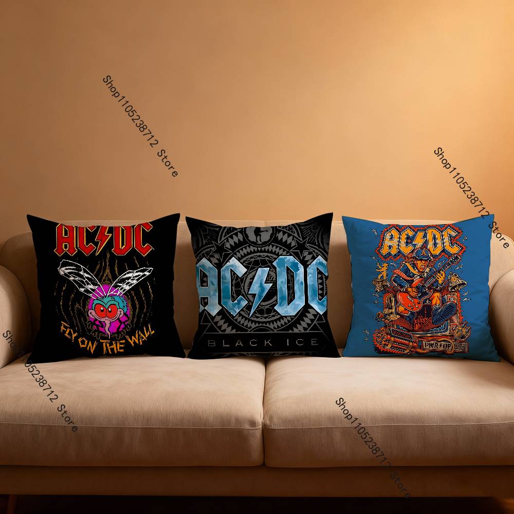 Federe Cuscino Banda Rock A-ACDC Cantante Cool Cartone Animato Divano Decorativo Casa Stampa Double-sided Corto Peluche Carino Federa Cuscino