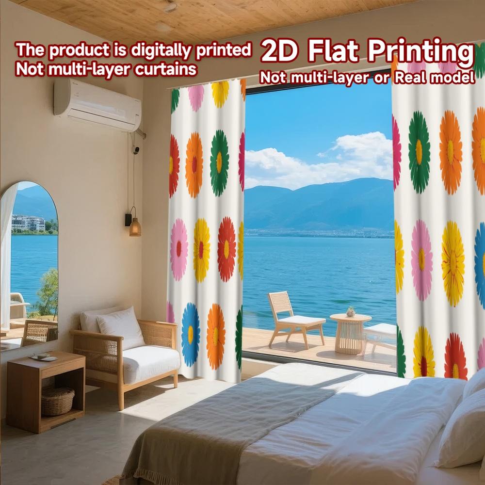 2D FLAT PRINTING 2pcs Curtains (Without Rod) Flower Pattern Celebration Women is Day Festival Creative Curtains Polyester