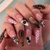1 Set Women Press On Nails with Glue Almond French Tip Stick-on Fake Nails Reusable Full Cover Glue On False Nails Decoration