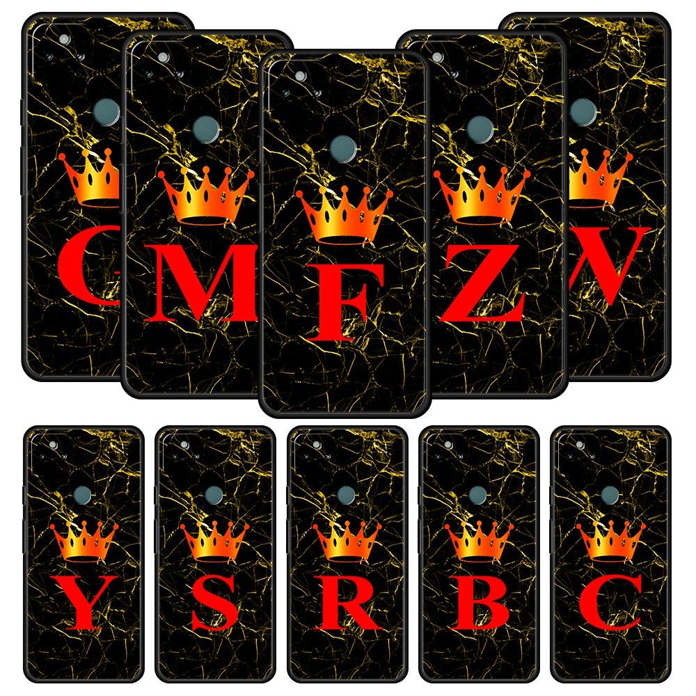 Marble Letter Phone Case Cover for Google Pixel 10 9 8 7 6 9A 8A 7A 6A Pro Shockproof Soft TPU 10 Pro XL Shell Fundas Capas Bags