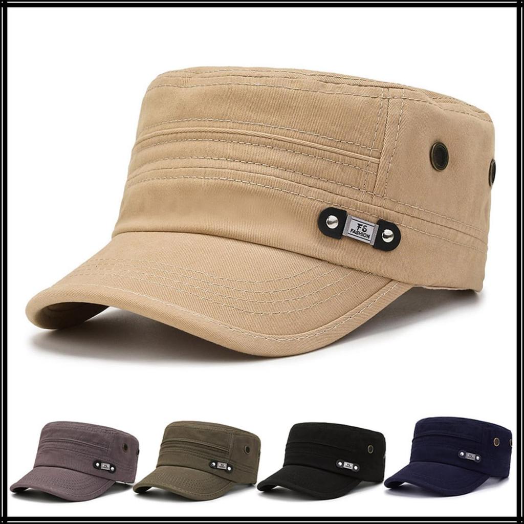 Military Flat CZA394 [White Fang] Hat, Cap, Hat, Casual, Outdoor, Simple, Men's, (Green)